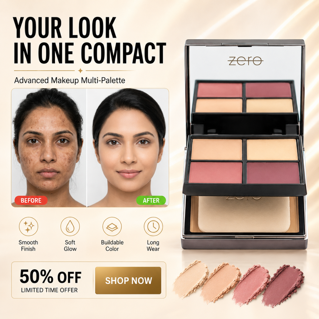 Zero Makeup Porcelain Face Perfecting Palette – 50% OFF – All-in-One Color Correcting Palette – Conceal, Highlight & Contour – Smooth Finish, Soft Glow & Long Wear