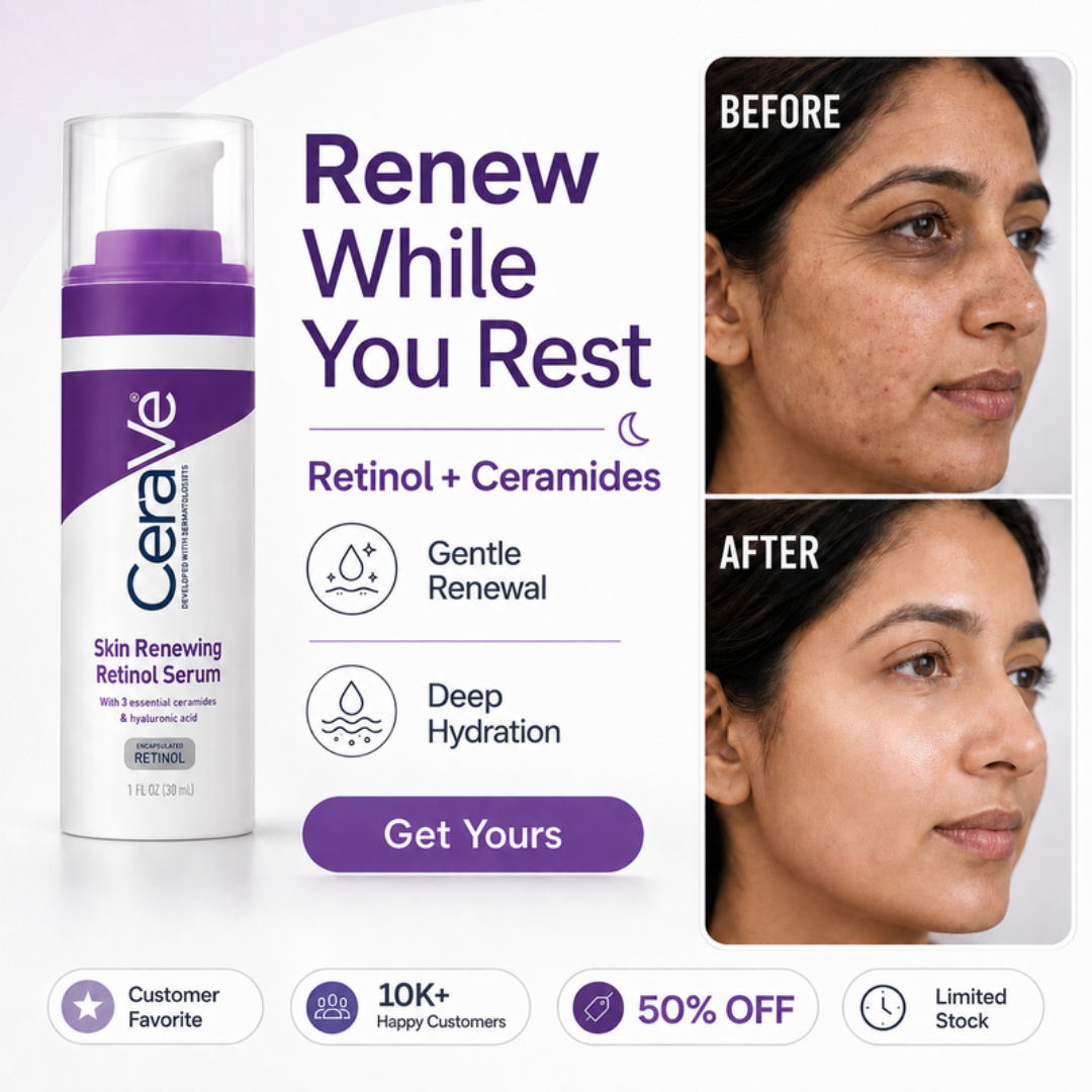 CeraVe Skin Renewing Retinol Serum – Gentle Renewal, Fine Line Care & Barrier Support – With 3 Essential Ceramides, Hyaluronic Acid & Encapsulated Retinol – Smooths Texture, Hydrates & Restores – For All Skin Types