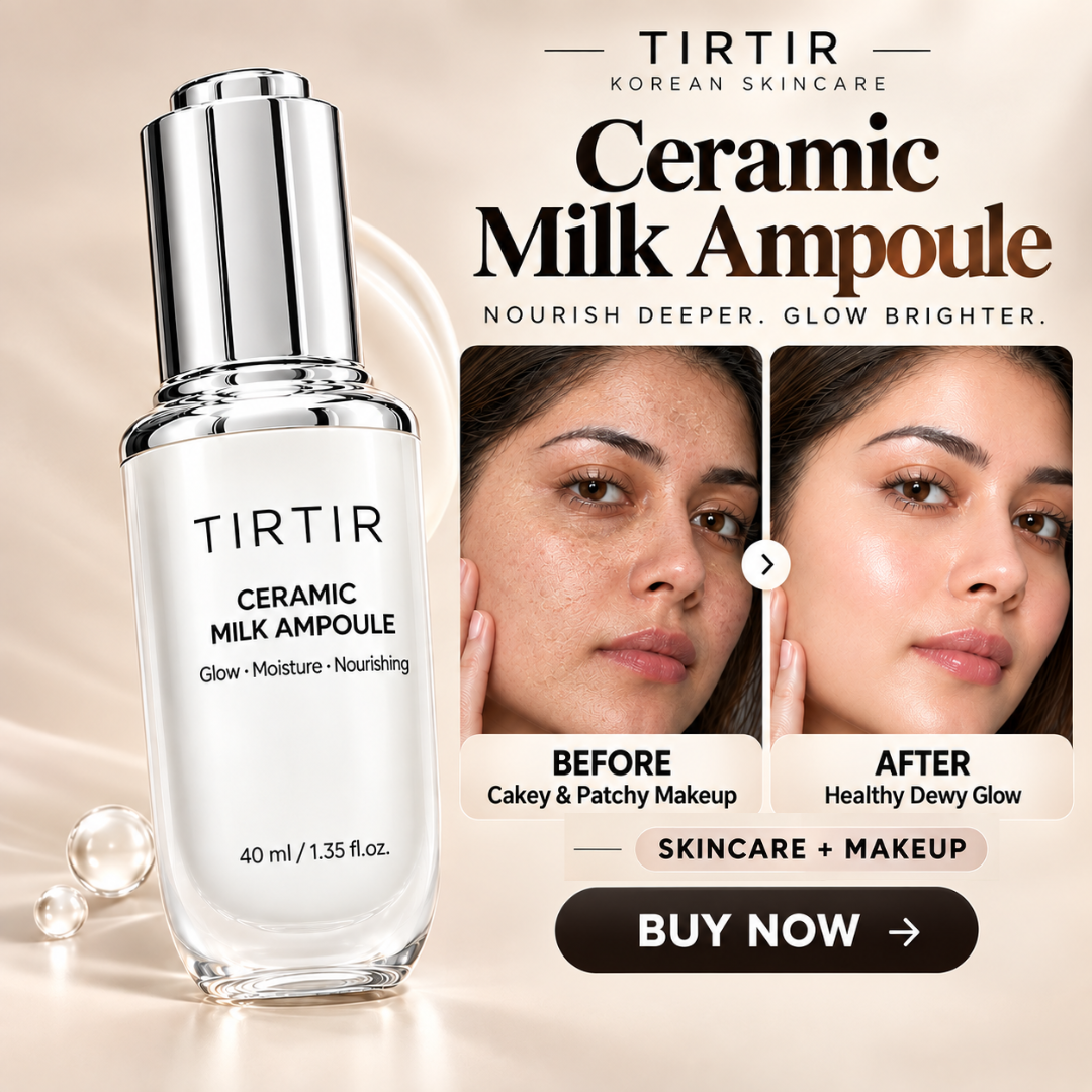 TIRTIR Ceramic Milk Ampoule – 3-in-1 Glow, Moisture & Nourishing Face Serum – 50-Hour Hydration & Barrier Repair