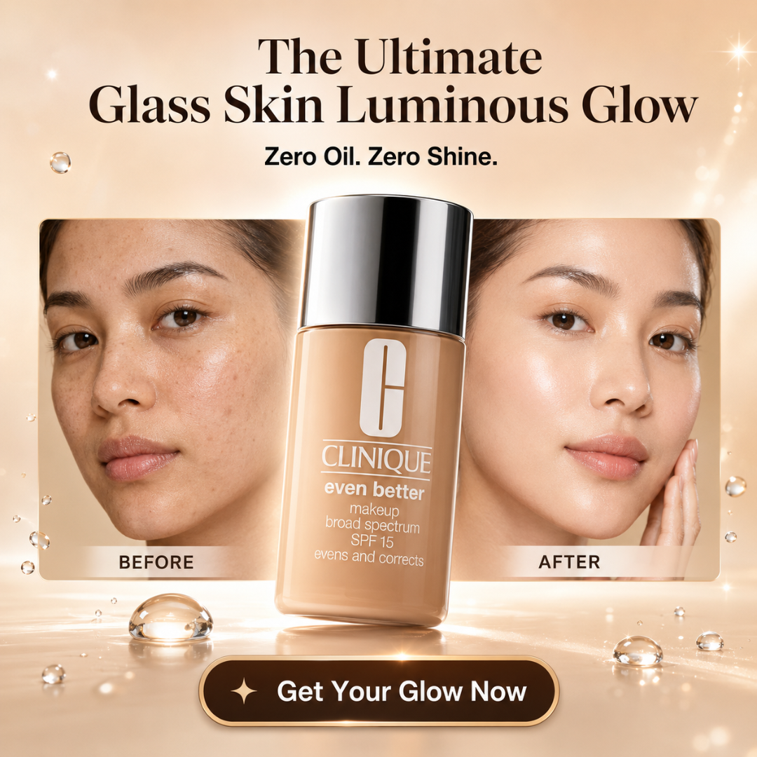 Clinique Even Better Makeup Broad Spectrum SPF 50 – The Ultimate Glass Skin Luminous Glow – Zero Oil, Zero Shine – Evens, Corrects & Brightens – Deep Hydration, UV Protection & Oil Control