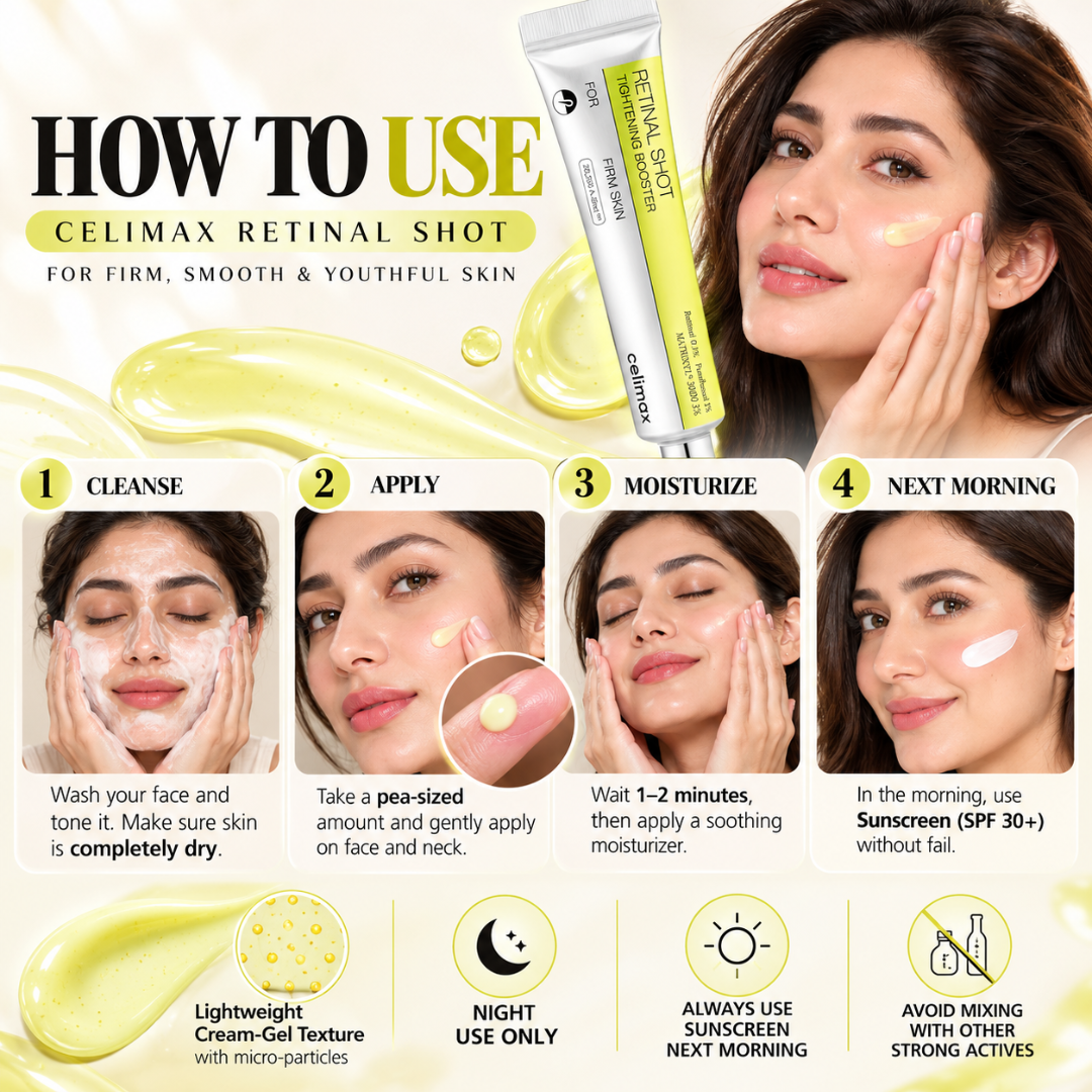 Imported Celimax Retinal Shot Tightening Booster – For Fine Lines, Wrinkles, Enlarged Pores, Uneven Skin Texture, Dullness & Sagging Skin (100% Original Quality)