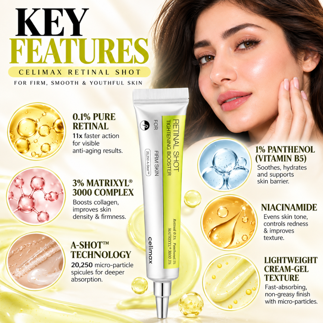 Imported Celimax Retinal Shot Tightening Booster – For Fine Lines, Wrinkles, Enlarged Pores, Uneven Skin Texture, Dullness & Sagging Skin (100% Original Quality)