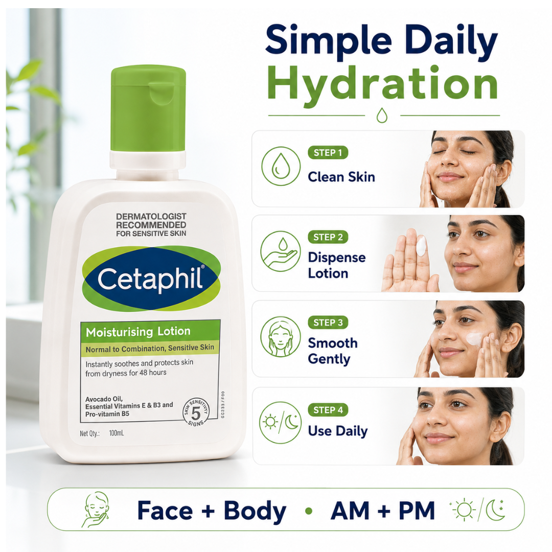 Cetaphil Moisturising Lotion – 48H Sensitive-Skin Hydration – Instantly Soothes & Protects Dry Skin – With Avocado Oil, Vitamin E, B3 & Pro-Vitamin B5 – For Normal to Combination, Sensitive Skin