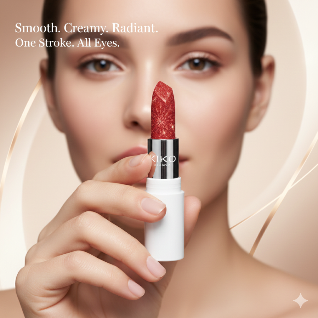 KIKO Sparkle Luxe 3-in-1 Lipstick Set | Metallic Shimmer Lipsticks | Long Lasting Creamy Formula